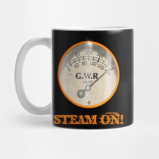 Steam On Vintage Railway Steam Gauge by MotorManiac Mug